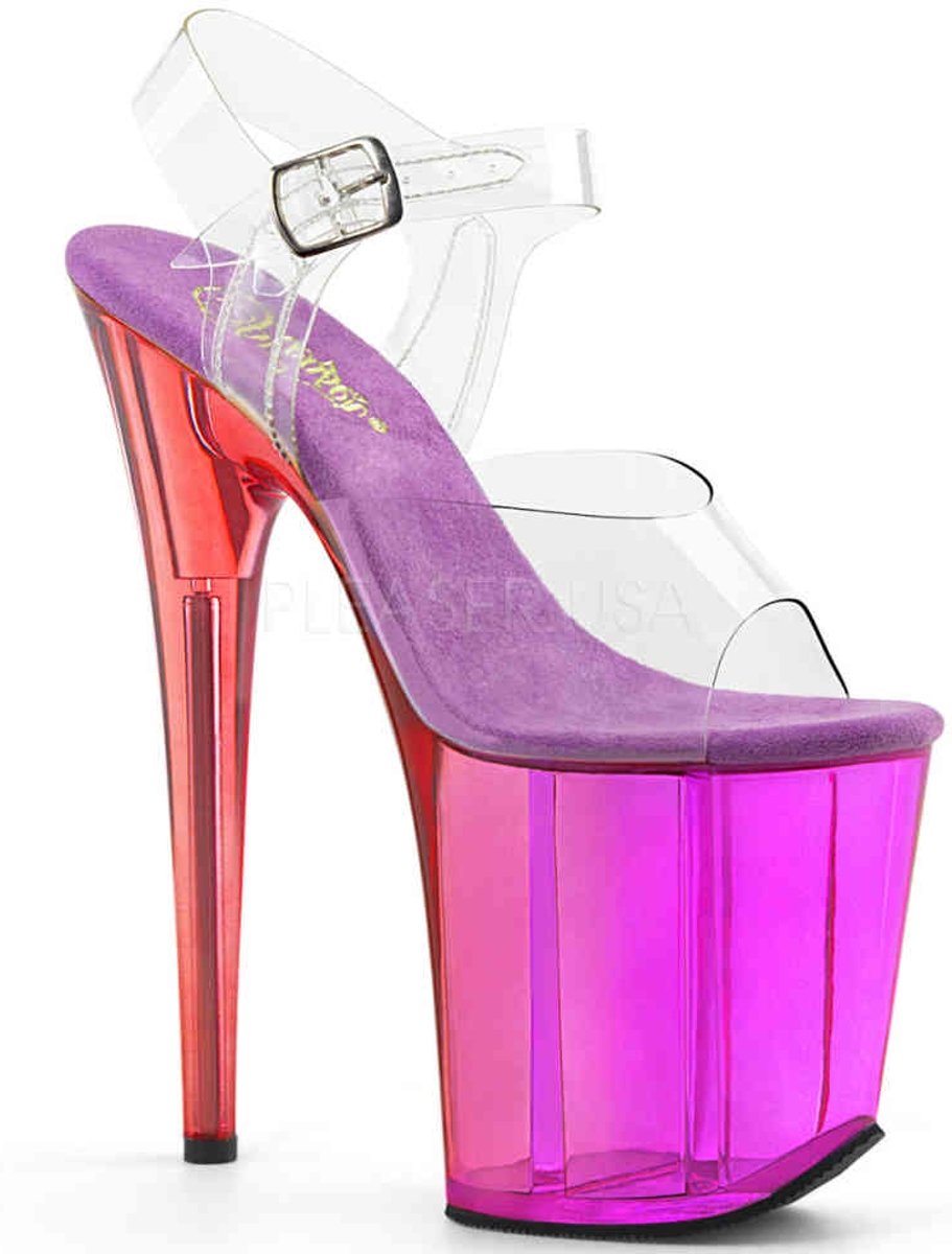 EU 37 = US 7 | FLAMINGO-808MCT | 8 Heel, 4 Tinted PF Ankle Strap Sandal